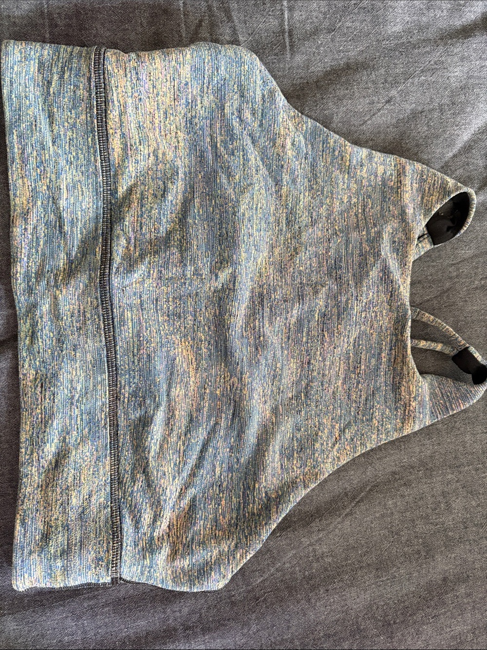 Lululemon energy bra high neck Heathered Blue Multicolor Sports Bra Crop Top